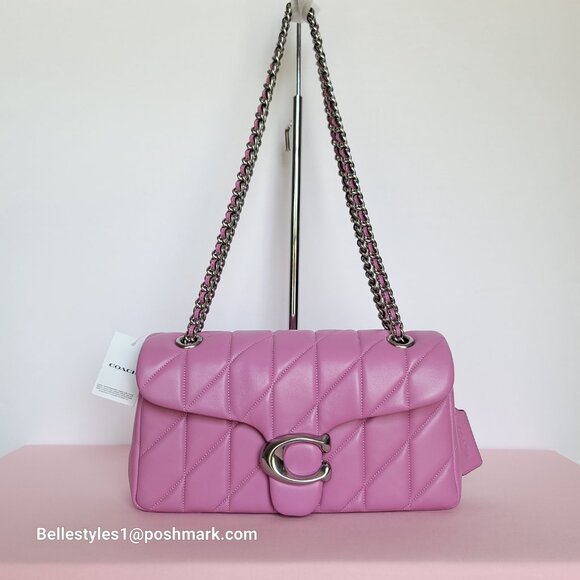 COACH Tabby 26 Quilted Smooth Nappa Leather MEDIUM Shoulder Bag - Fuchsia color⭐ - Picture 6 of 16